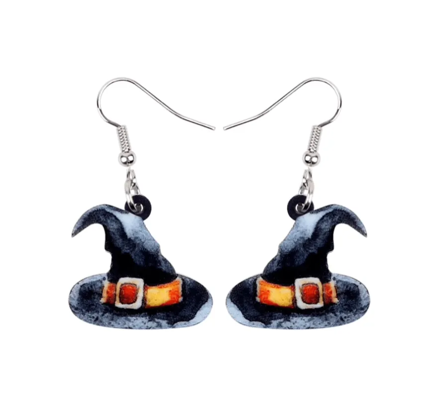 Black Witches Hat Acrylic Drop Earrings sold by Zulily