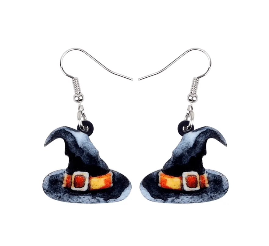 Black Witches Hat Acrylic Drop Earrings sold by Zulily