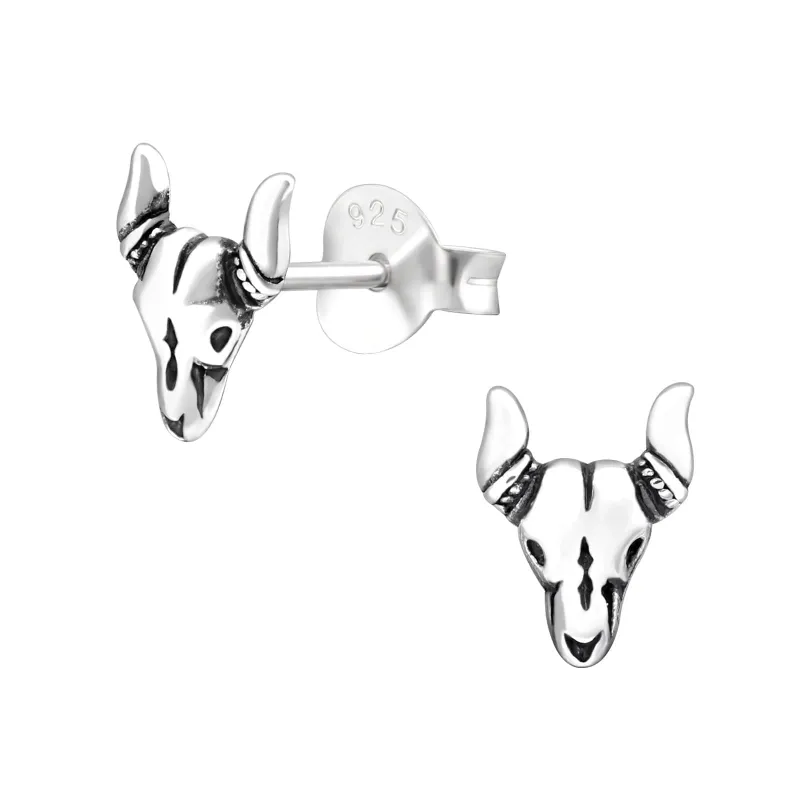 Boho Skull Sterling Silver Stud Earrings sold by Zulily