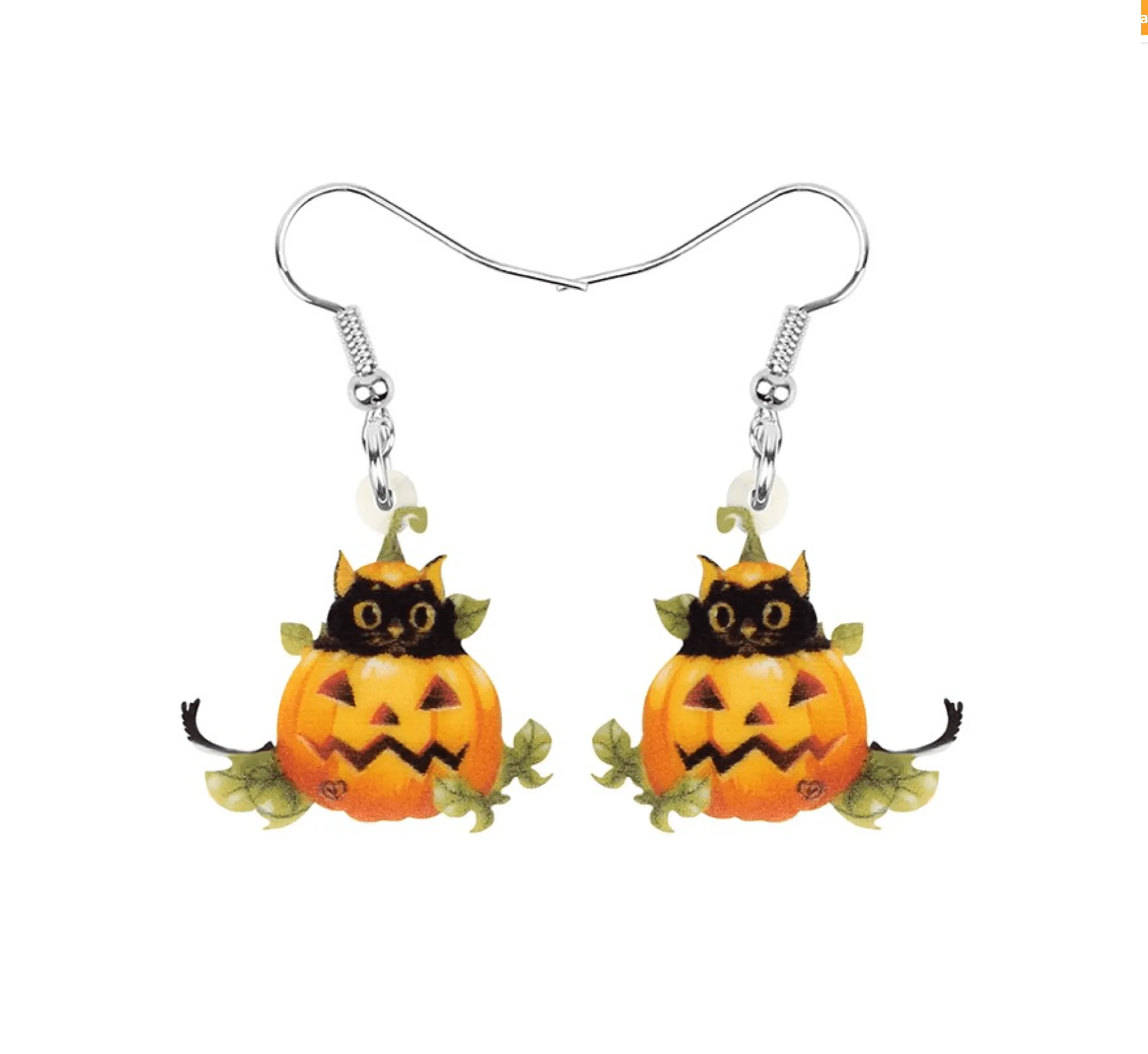 Black Cat In Jack-o-lantern Drop Earrings sold by Zulily