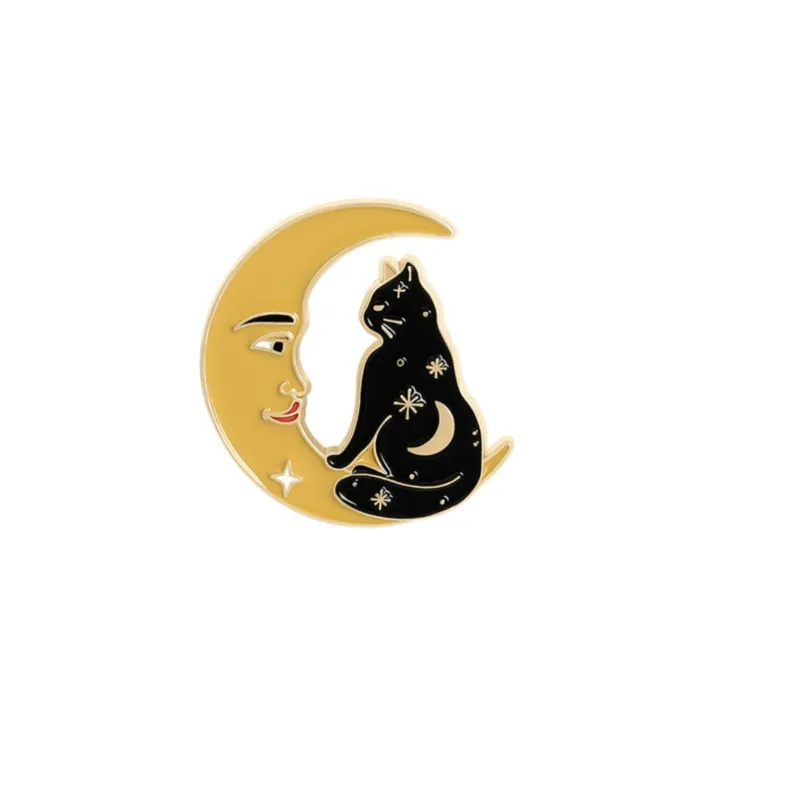 Black Celestial Cat On Moon Brooch sold by Zulily