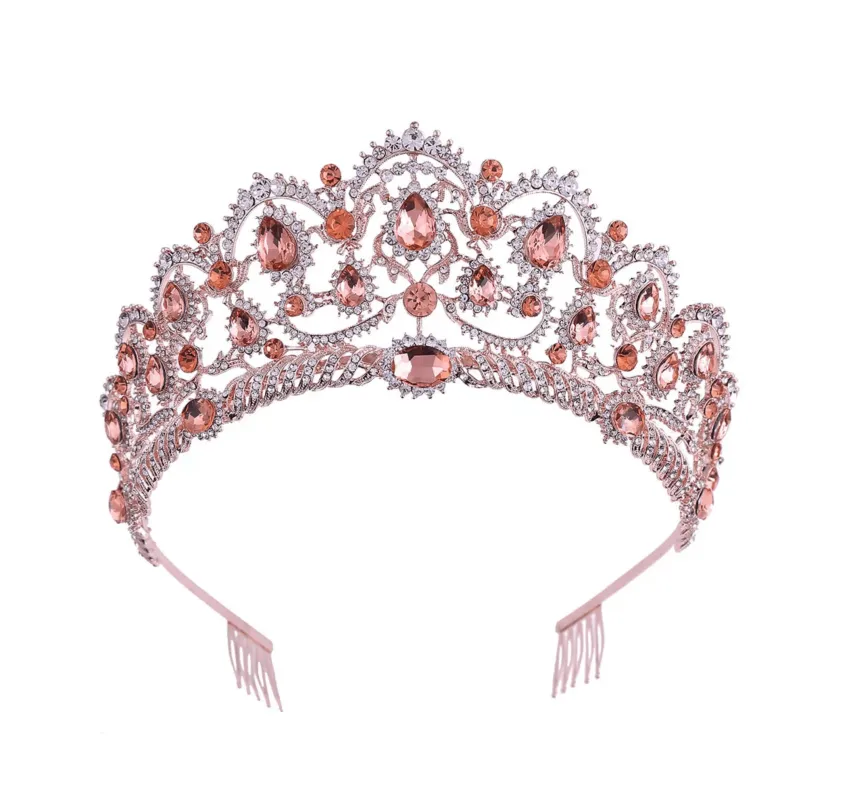 Pink Crystal and Silvertone Tiara made by Zulily