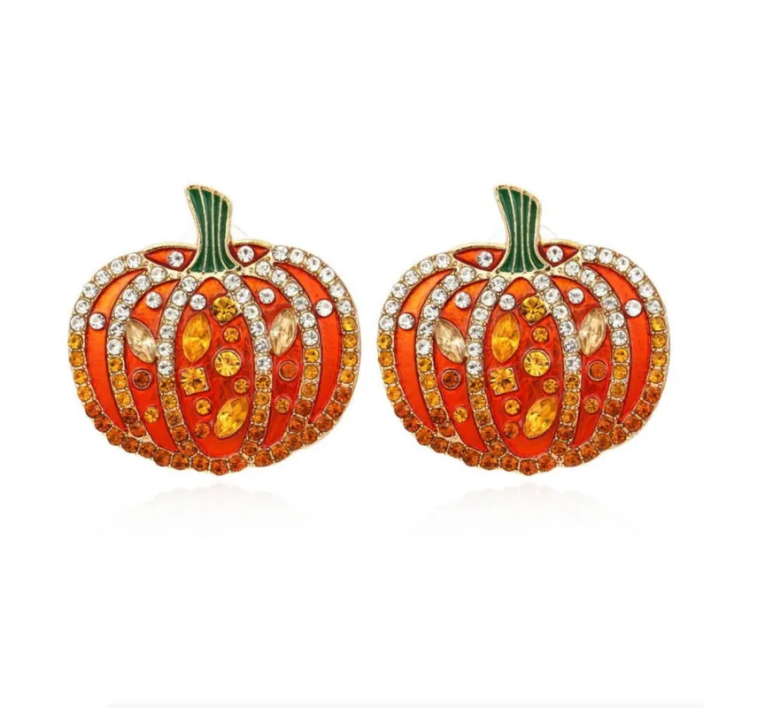 Orange Crystal Pumpkin Stud Earrings sold by Zulily