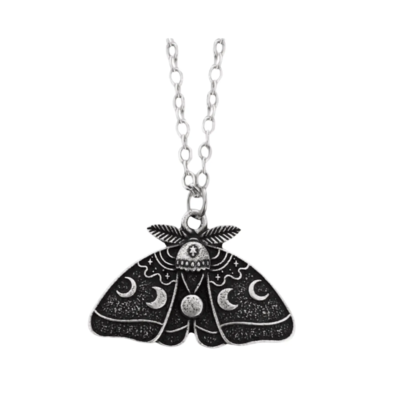 Silvertone Black Lunar Moth Necklace sold by Zulily
