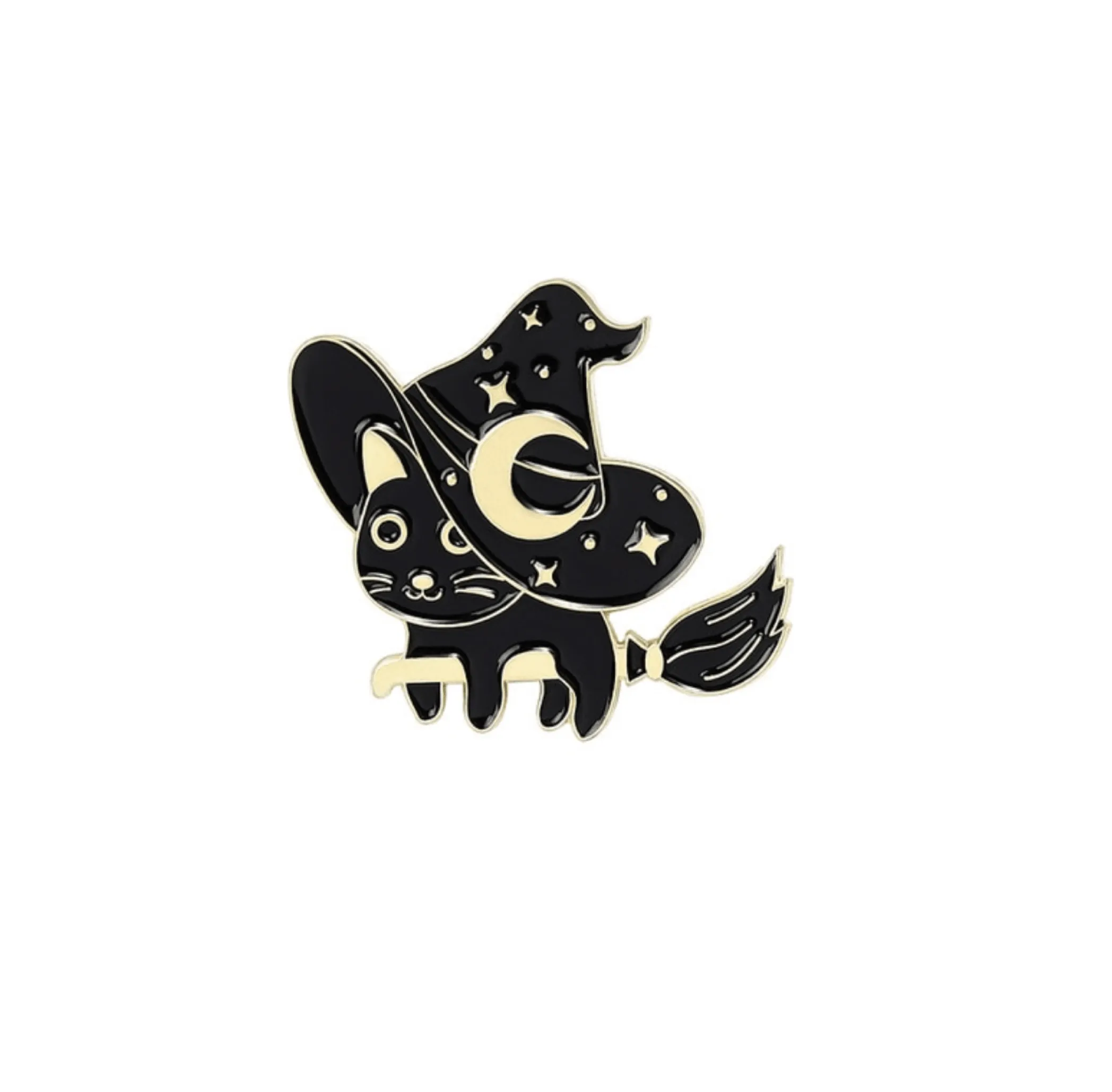Black Witchy Cat Brooch Pin sold by Zulily