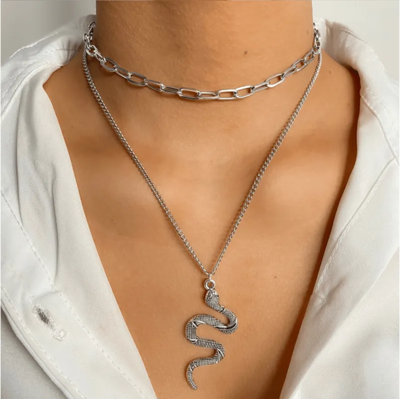 Silvertone Layered Snake Necklace sold by Zulily