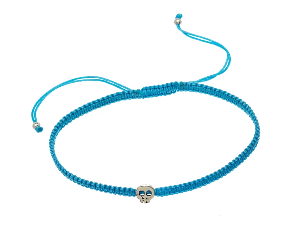 Blue Adjustable Bracelet With Sterling Silver Skull sold by Zulily