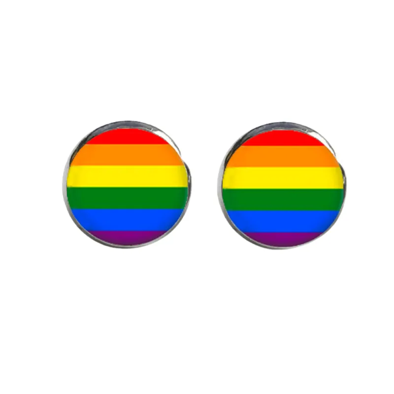 Rainbow Striped Circular Stud Earrings sold by Zulily