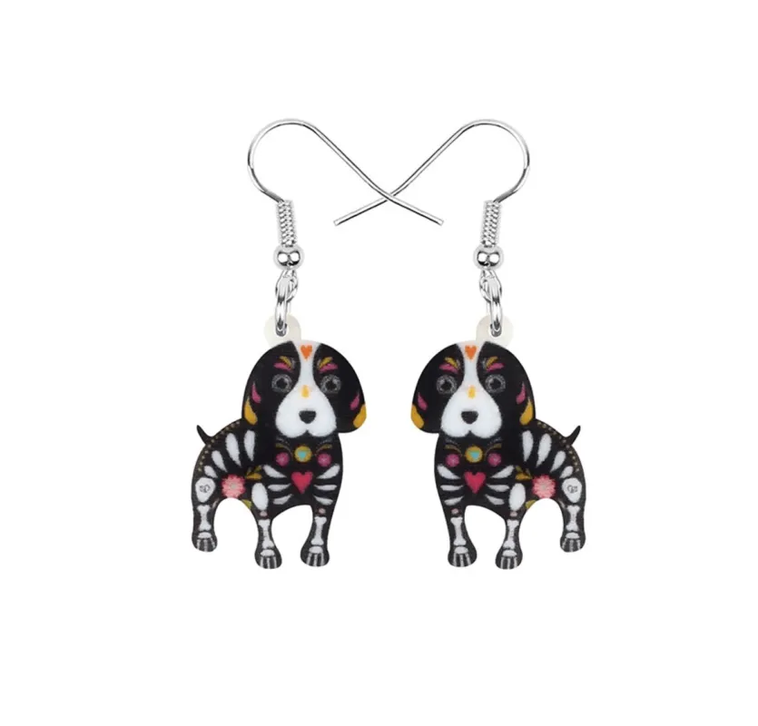Black Skeleton Dog Drop Earrings sold by Zulily
