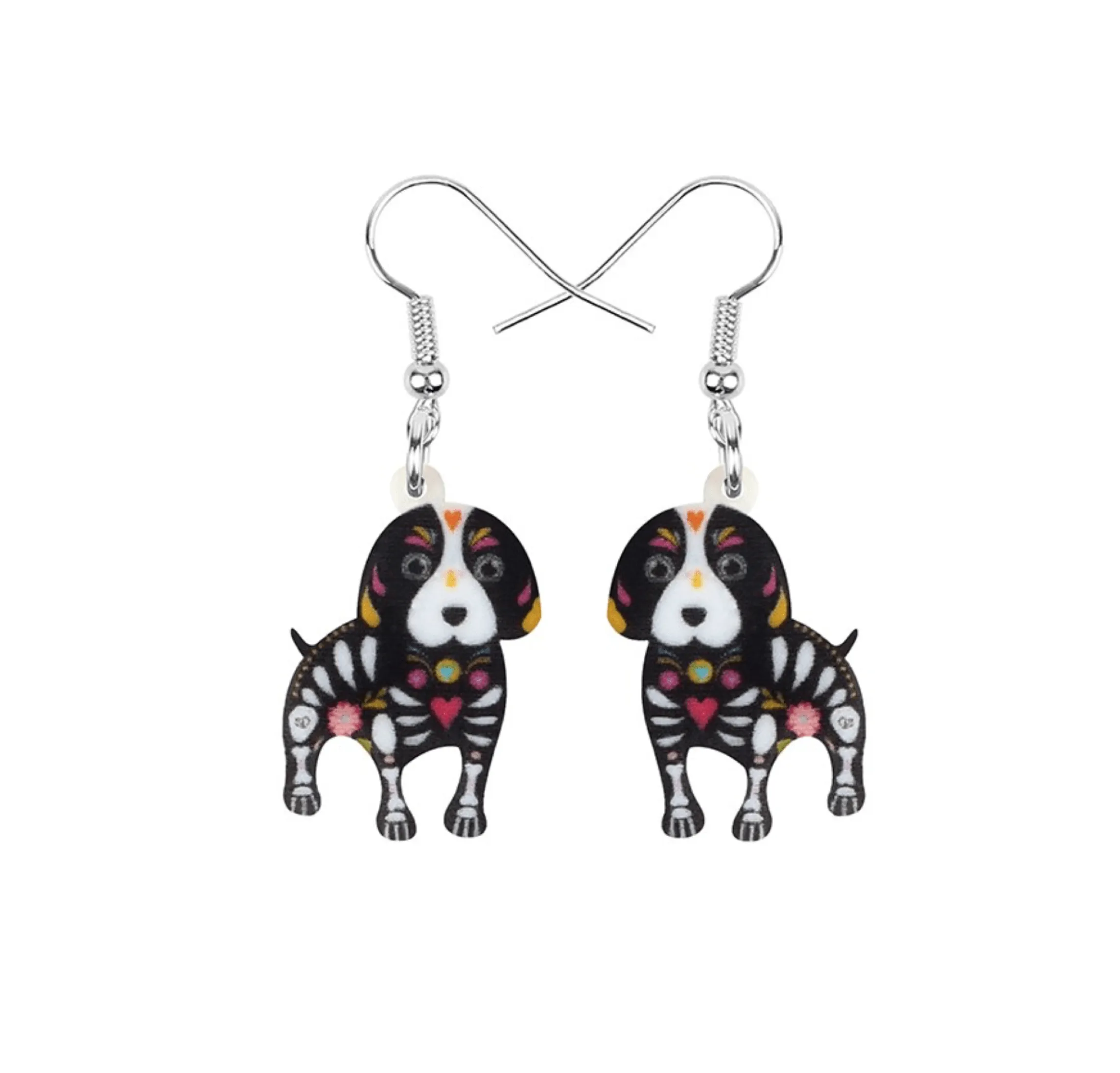 Black Skeleton Dog Drop Earrings sold by Zulily
