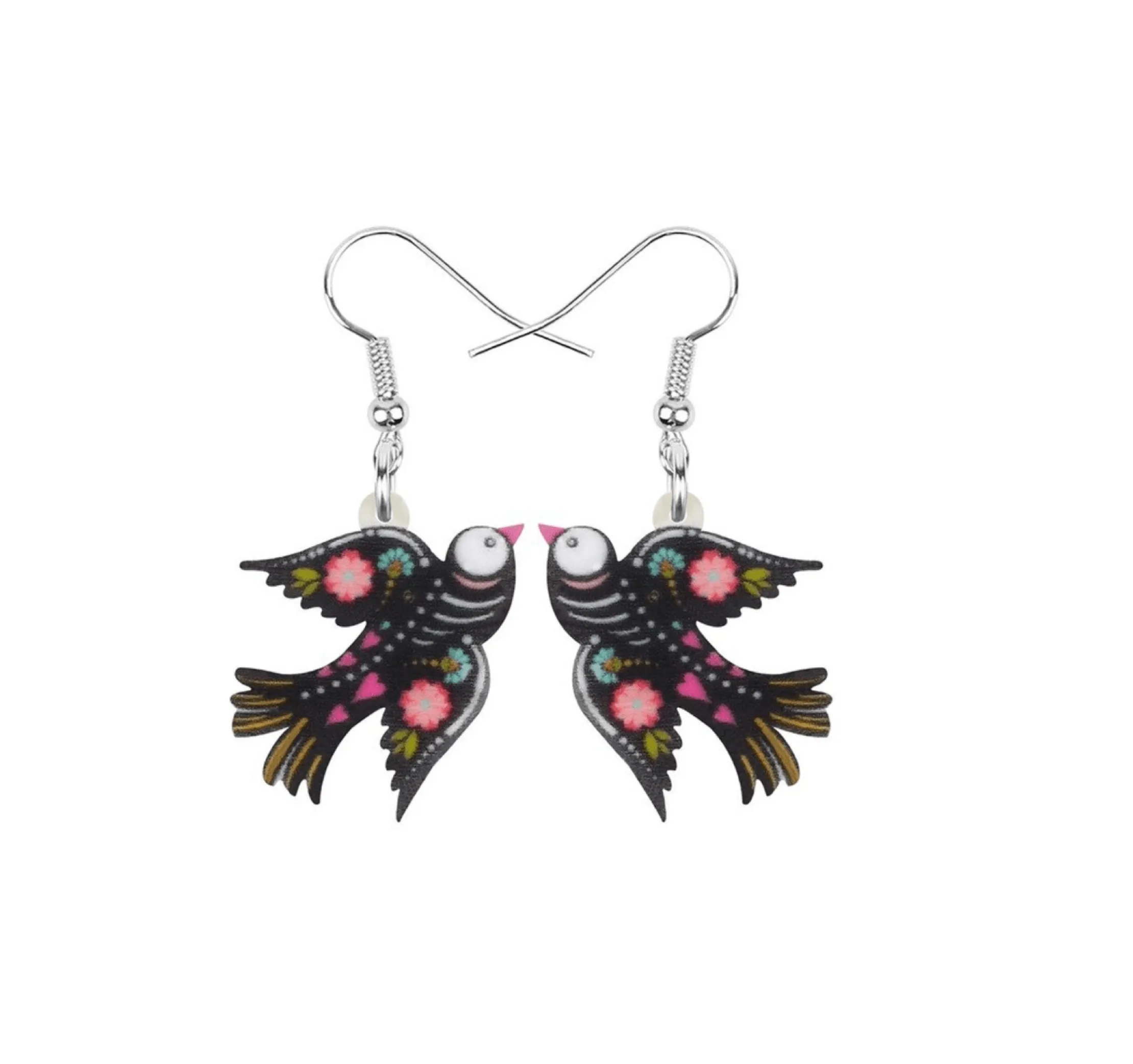 Skeleton Floral Bird Earrings sold by Zulily