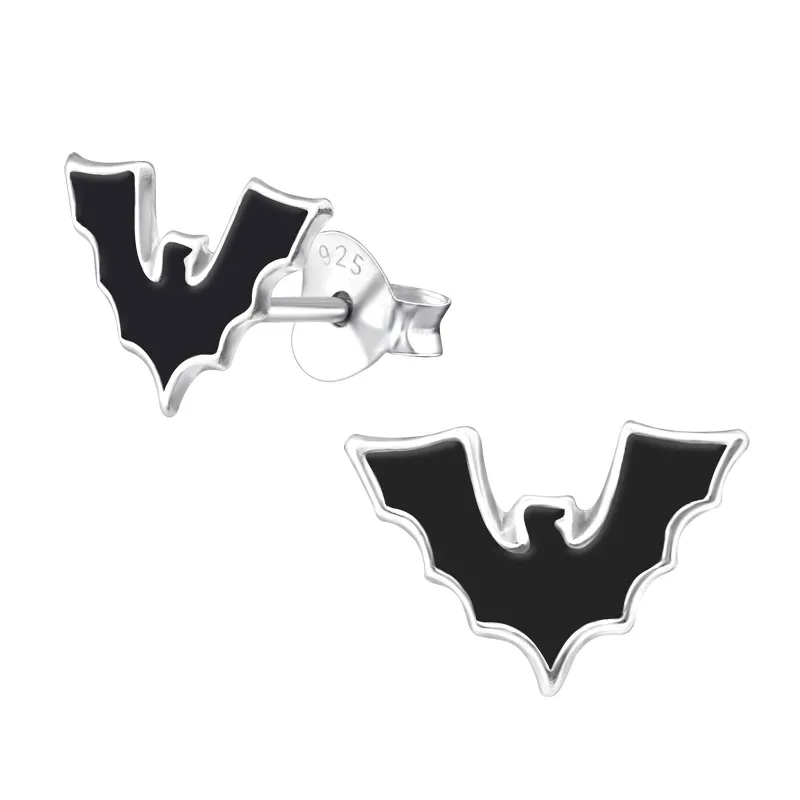Sterling Silver Black Bat Stud Earrings sold by Zulily