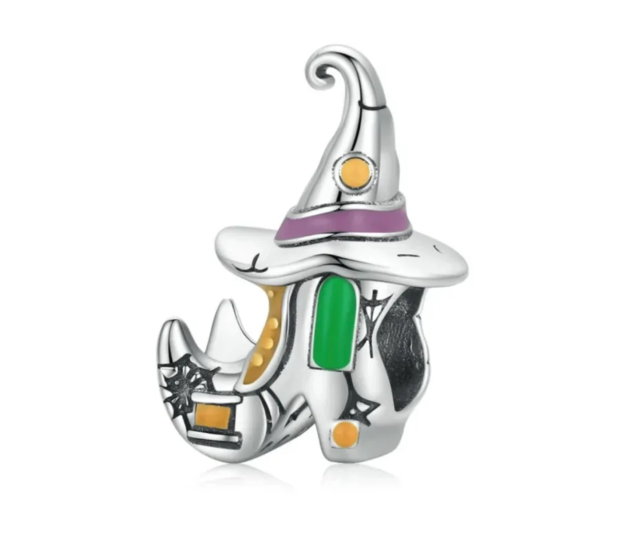 Sterling Silver Multi Colored Witches Hat & Boot Bracelet Charm sold by Zulily