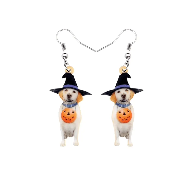 Trick Or Treating Dog Drop Earrings sold by Zulily