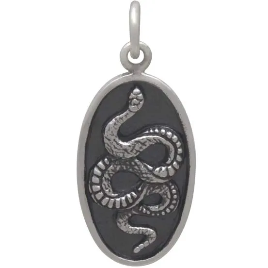 Sterling Silver Oxidized Snake Oval Pendant sold by Zulily product image thumbnail 3