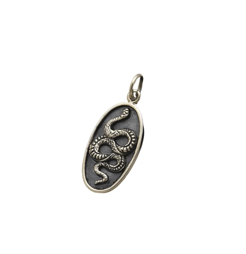 Sterling Silver Oxidized Snake Oval Pendant sold by Zulily