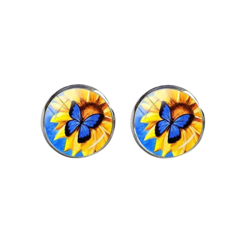 Sunflower Butterfly Circular Stud Earrings sold by Zulily