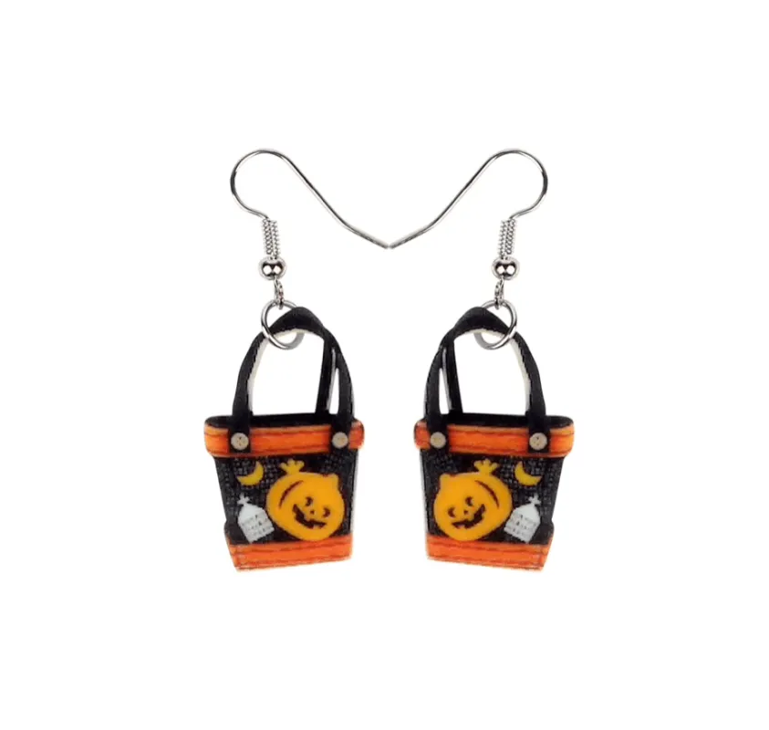 Trick-or-treat Halloween Bag Drop Earrings sold by Zulily