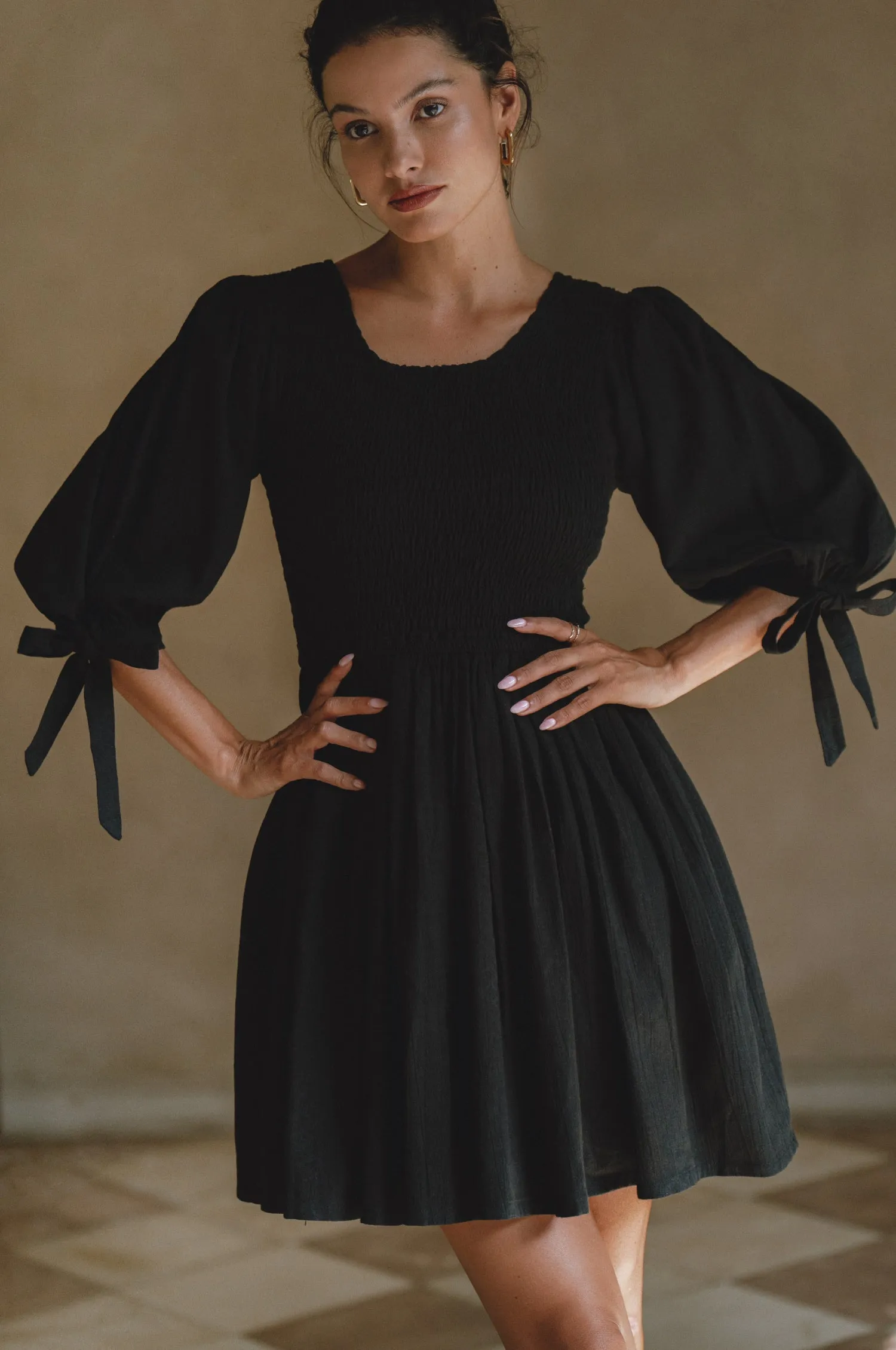 Bali ELF Women's Jolie Puff Sleeve Linen Mini Dress sold by Zulily product image thumbnail 3