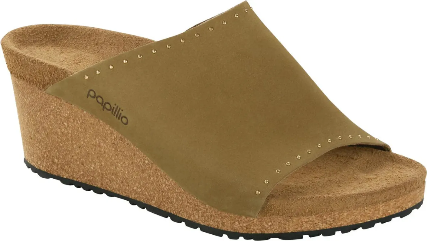 Birkenstock Namica Nubuck Leather Mud Green Rivets sold by Zulily