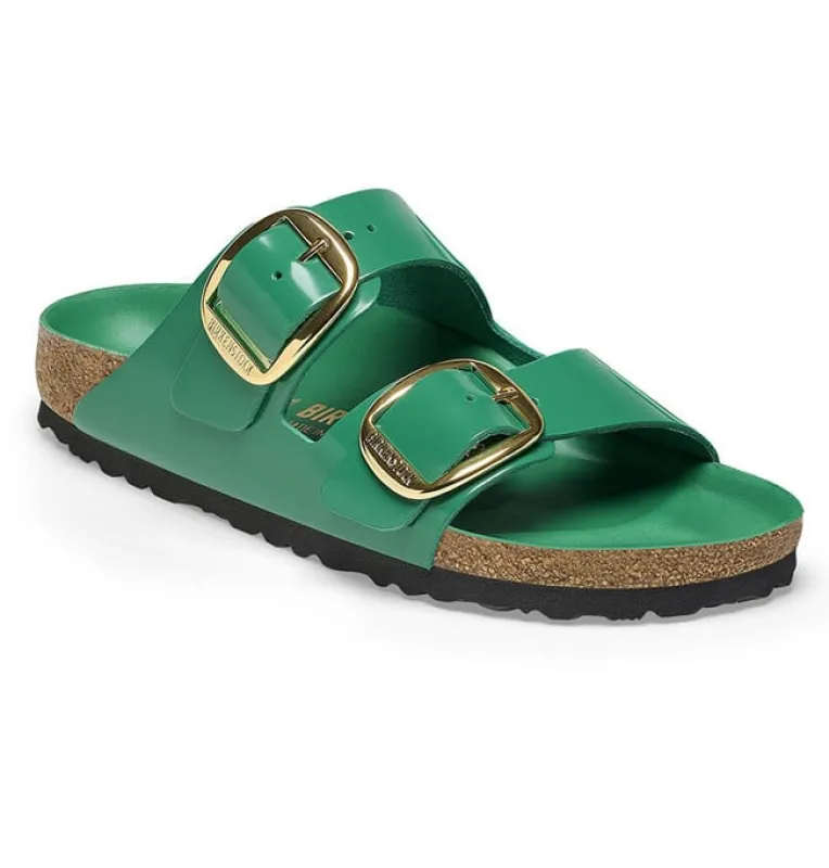 Birkenstock Madrid Big Buckle Natural Leather Patent High Shine Digital Green sold by Zulily