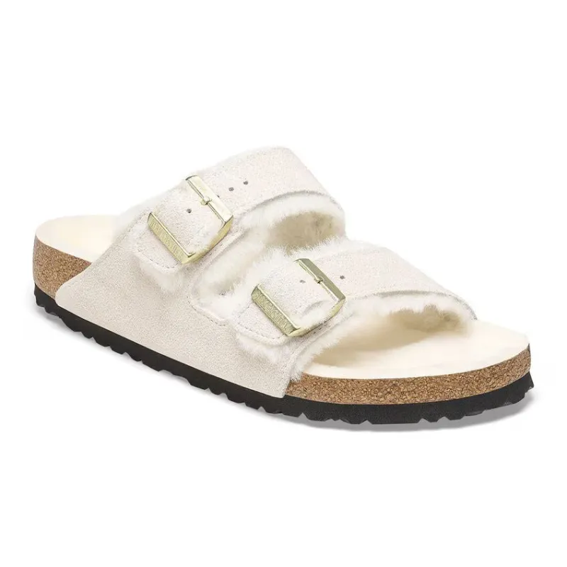 Birkenstock Arizona Shearling Suede Leather Antique White sold by Zulily