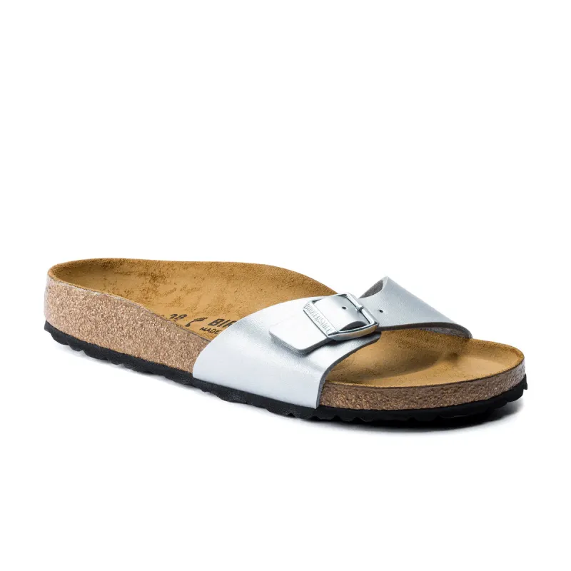 Birkenstock Madrid Birko-Flor Oyster Silver sold by Zulily