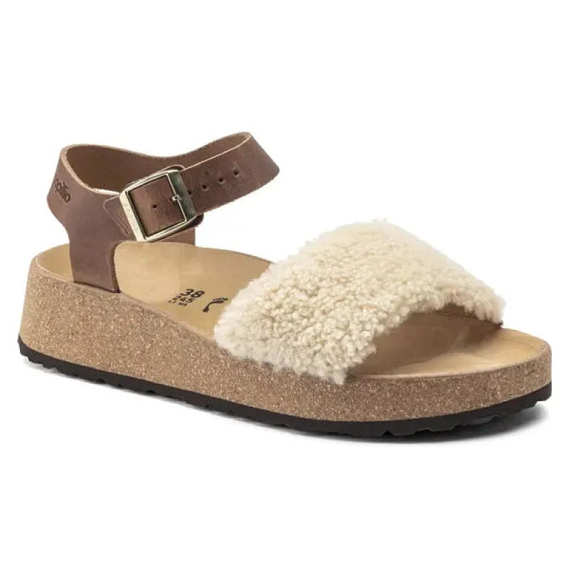 Birkenstock Glenda Natural Leather/ Shearling Teddy Eggshell sold by Zulily