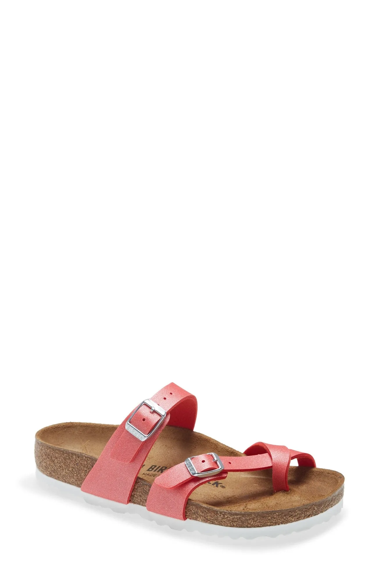 Birkenstock Mayari Birko-Flor Icy Metallic Poppy sold by Zulily