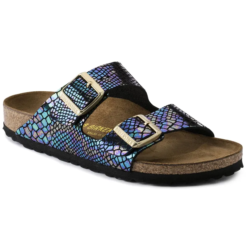 Birkenstock Arizona Birko-Flor Shiny Snake Black Multicolor sold by Zulily