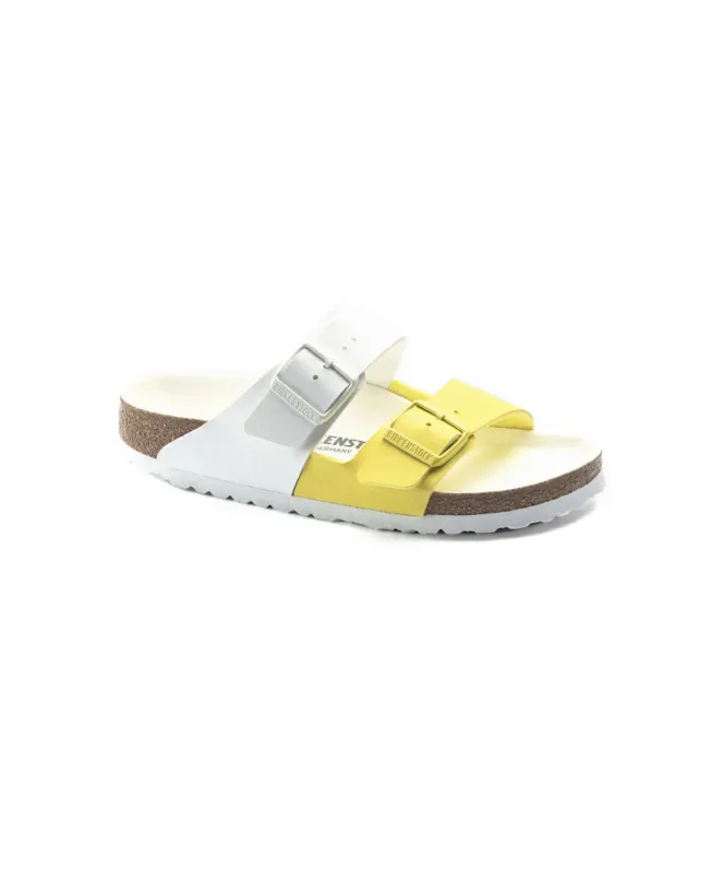 Birkenstock Arizona Split Birko-Flor White / Lime Sour Sandals sold by Zulily