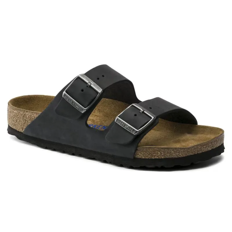 Birkenstock Arizona Soft Footbed Oiled Leather Hunter Black Sandals sold by Zulily