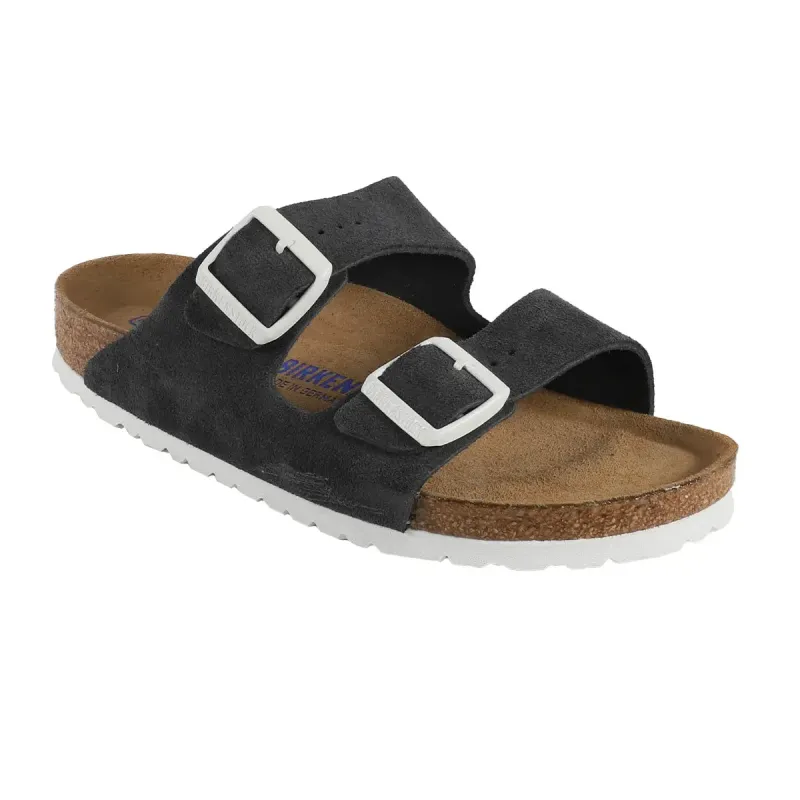 Birkenstock Arizona Soft Footbed Suede Leather Gunmetal Sandals sold by Zulily