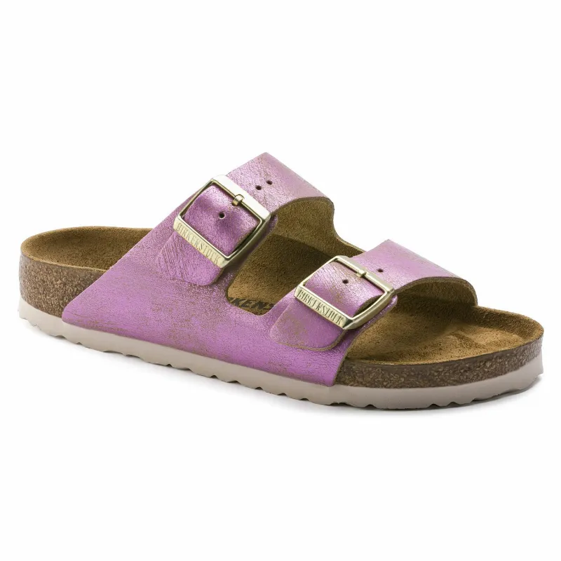 Birkenstock Arizona Leather Washed Metallic Pink Sandals sold by Zulily