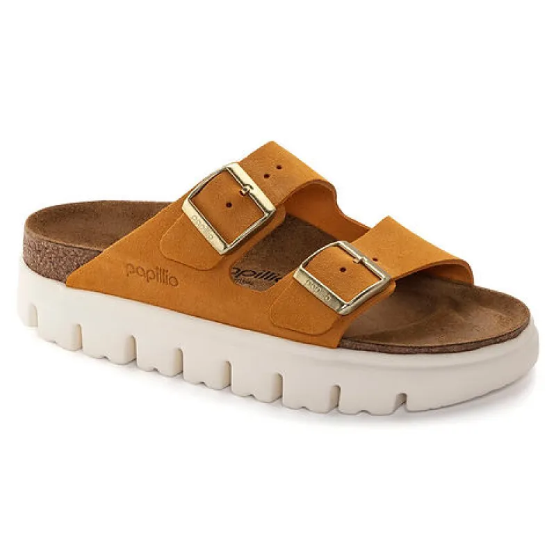 Birkenstock Arizona Chunky Suede Leather Apricot Sandals sold by Zulily