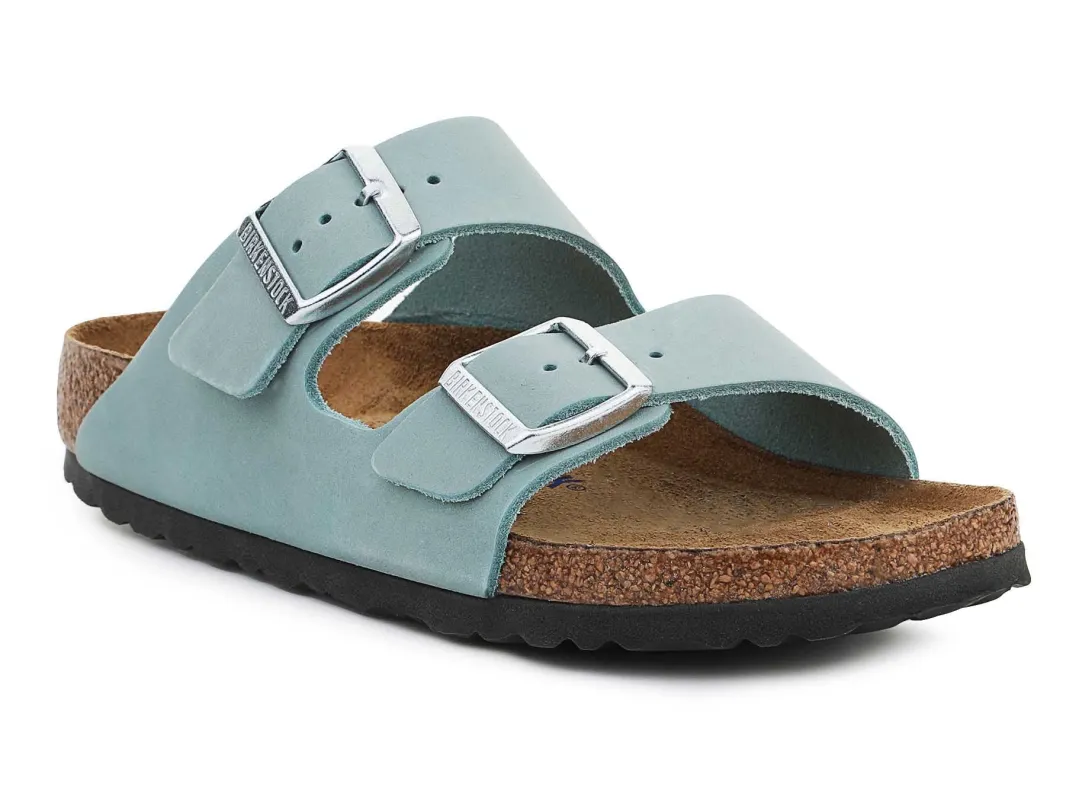 Birkenstock Arizona Soft Footbed Nubuck Leather Faded Aqua Sandals sold by Zulily