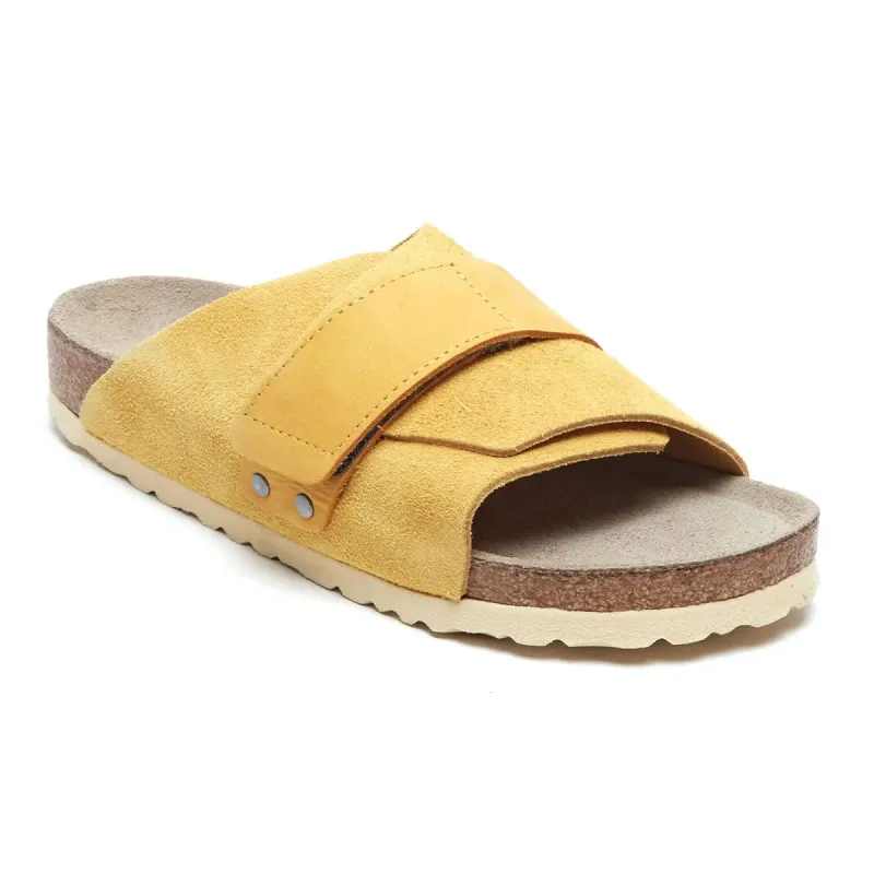 Birkenstock Kyoto Soft Footbed Nubuck/Suede Leather Ochre Sandals sold by Zulily