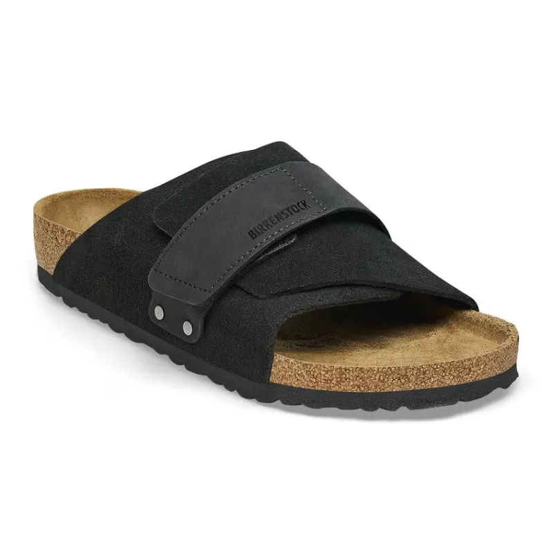 Birkenstock Kyoto Textile Leather Black Sandals sold by Zulily