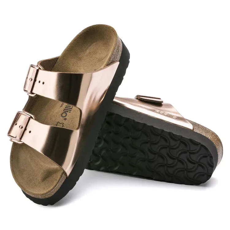 Birkenstock Women's Arizona Platform Leather Metallic Copper Sandals sold by Zulily product image thumbnail 2
