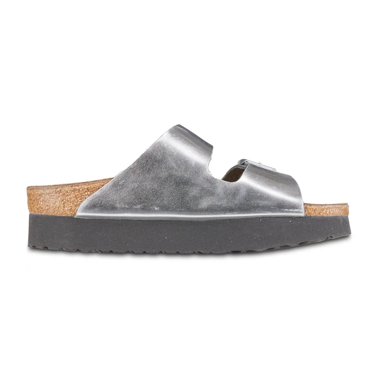 Birkenstock Women's Arizona Platform Natural Leather Metallic Silver Sandals sold by Zulily product image thumbnail 4