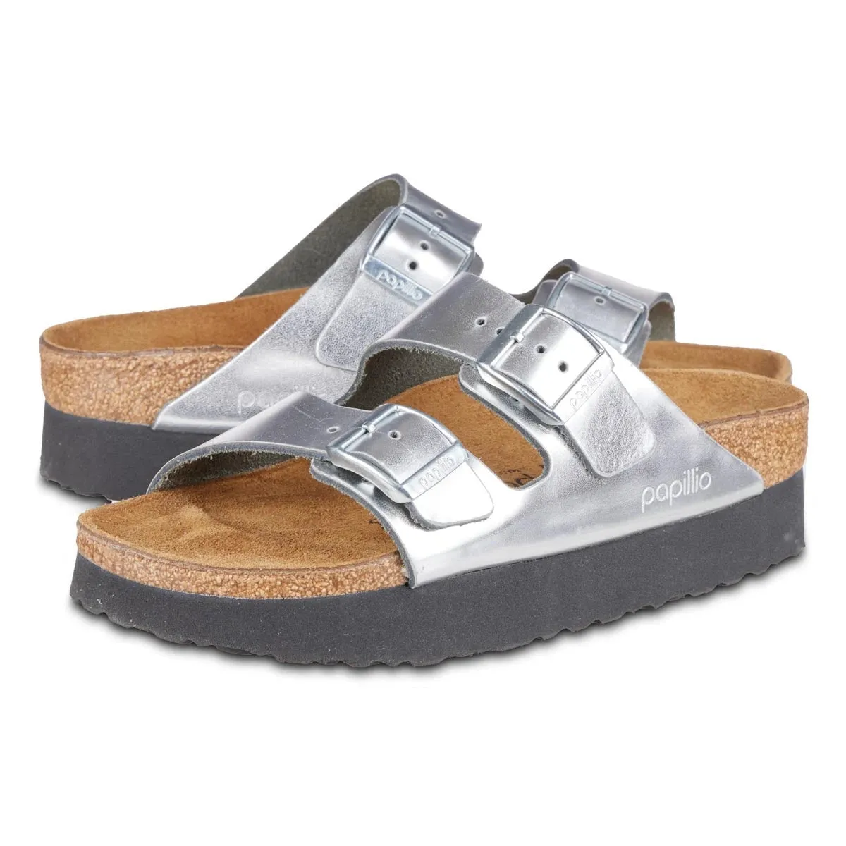 Birkenstock Women's Arizona Platform Natural Leather Metallic Silver Sandals sold by Zulily product image thumbnail 2