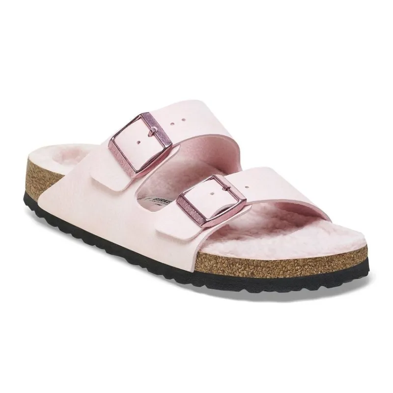 Birkenstock Arizona MicroFiber Shearling Desert Dust Light Rose Sandals sold by Zulily