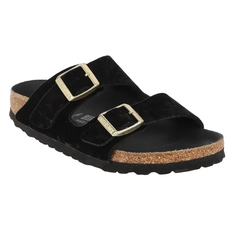 Birkenstock Arizona Textile Velvet Microfiber Footbed Black Sandals sold by Zulily