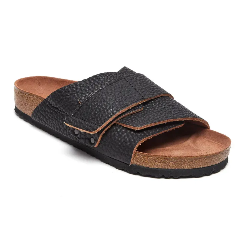 Birkenstock Kyoto Leather Black Sandals sold by Zulily