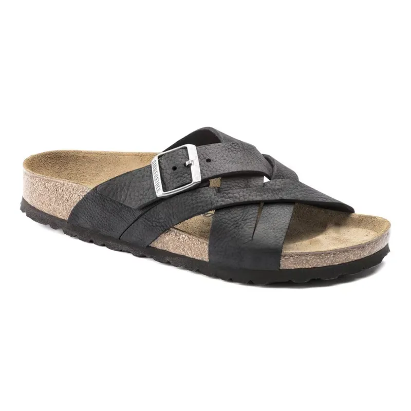 Birkenstock Lugano Oiled Leather Camberra Old Black Sandals sold by Zulily