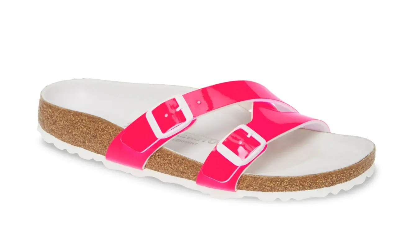 Birkenstock Women's Yao Balance Birko-Flor Patent Neon Pink HEX9 Sandals sold by Zulily