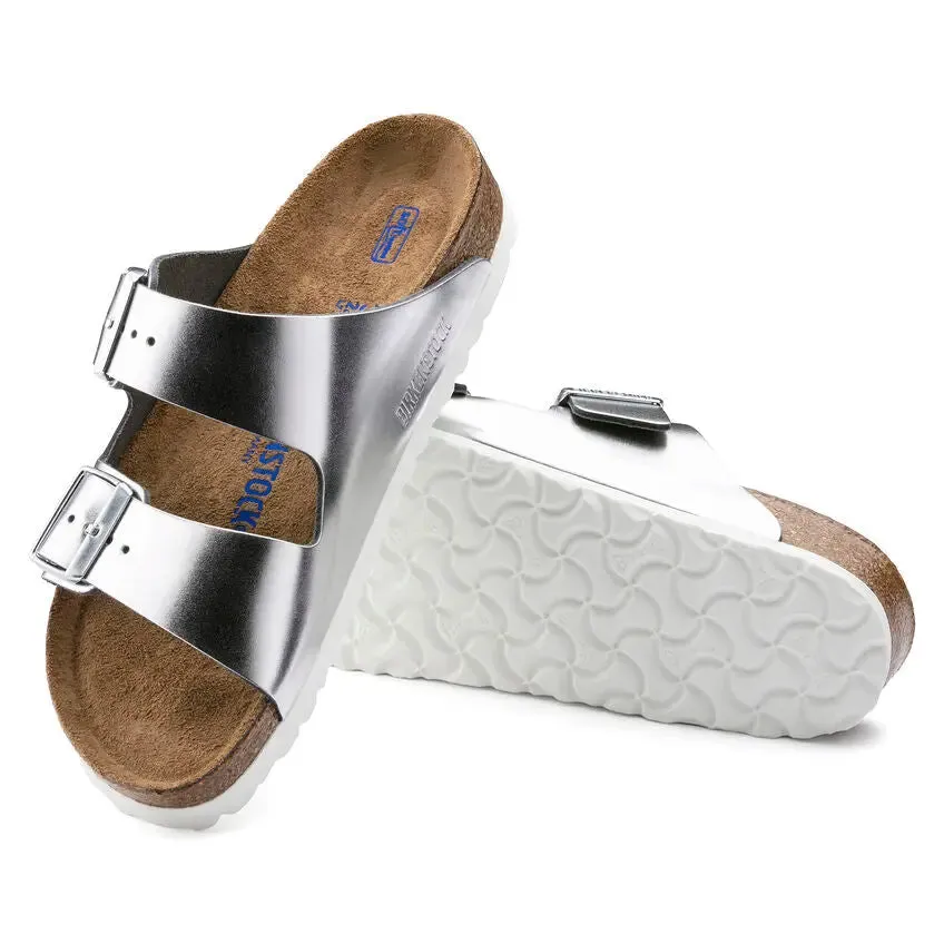 Birkenstock Arizona Soft Footbed Leather Metallic Silver Sandals sold by Zulily product image thumbnail 3