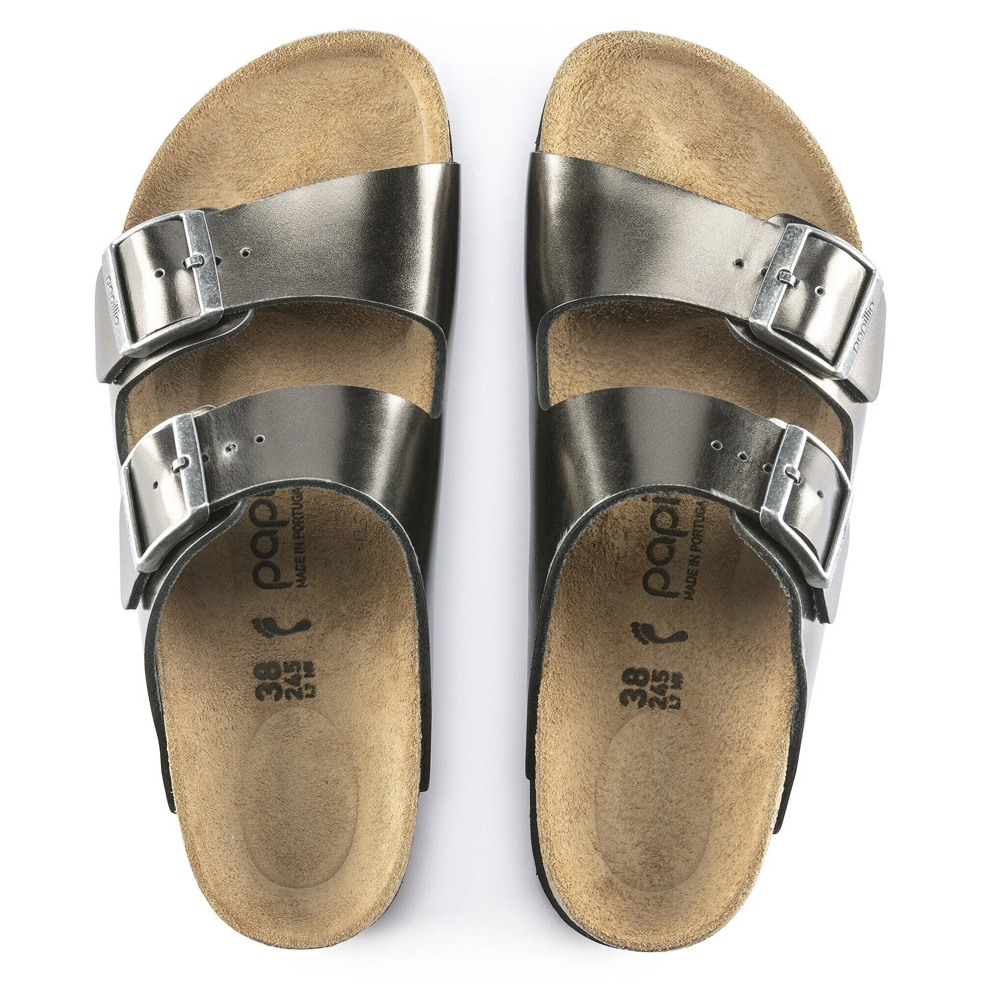 Birkenstock Women's Arizona Platform Leather Metallic Anthracite Sandals sold by Zulily product image thumbnail 2