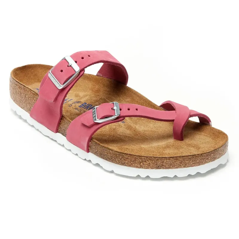 Birkenstock Women's Mayari Soft Footbed Nubuck Leather Fuchsia Tulip Sandals sold by Zulily
