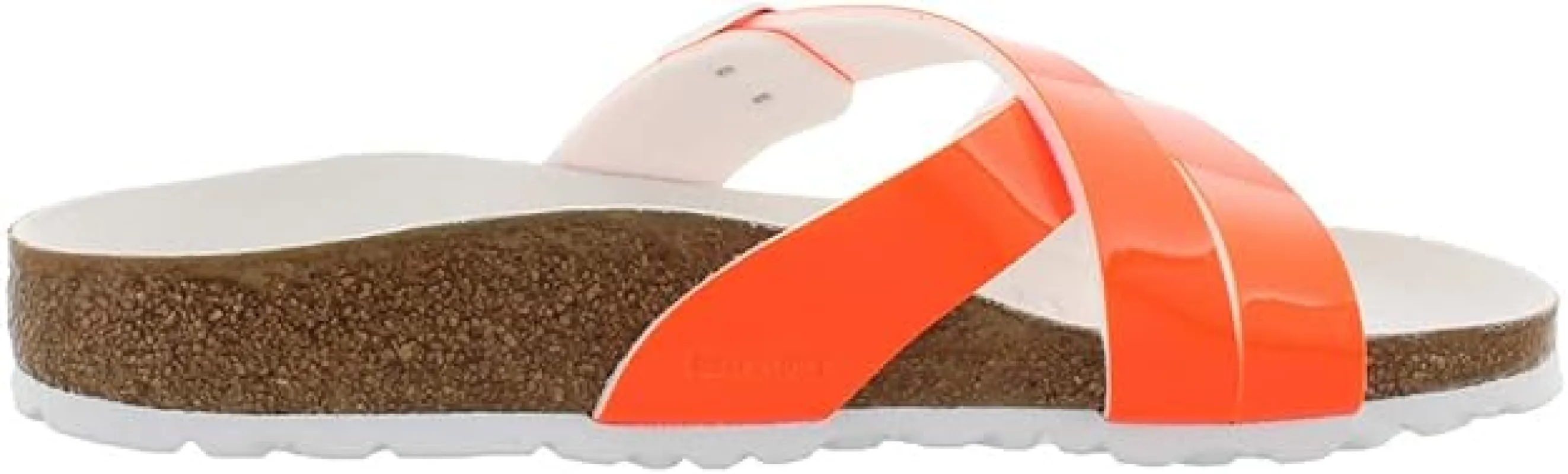 Birkenstock Women's Yao Balance Birko-Flor Patent Neon Orange Sandals sold by Zulily